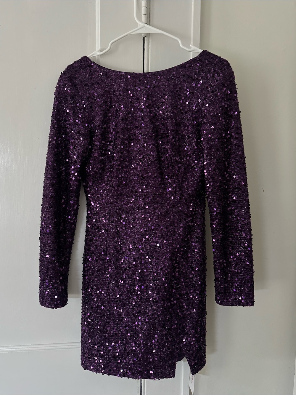 Sequin Long Sleeve Mini Dress - Purple
